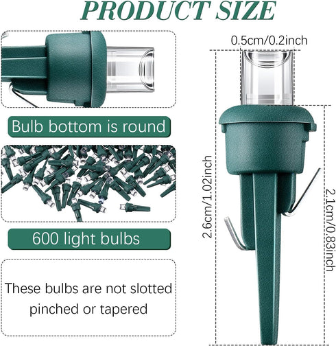 600 Pcs Christmas Led 5mm Mini Light Bulbs String Light Replacement Bulbs Christmas Light Bulbs Indoor Outdoor Wide Angle Wire Light with Green Ba...