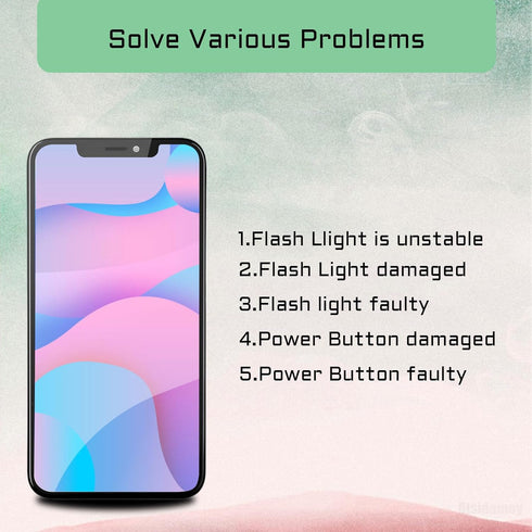 Power Button Flash Light Flex Cable Replacement Parts for iPhone X On/Off Switch Control FlashLight Ribbon Mic for iPhone 10 with Pre-Installed Me...