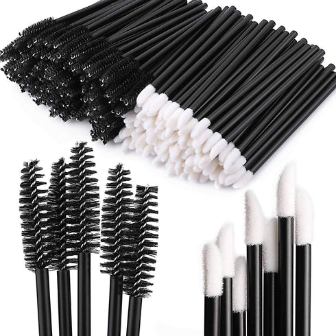 Tbestmax 200 Disposable Mascara Wand Spoolies and Lip Brushes, Lipstick Lipgloss Applicator for Eyebrow Eyelash Extension Makeup Kits Black...