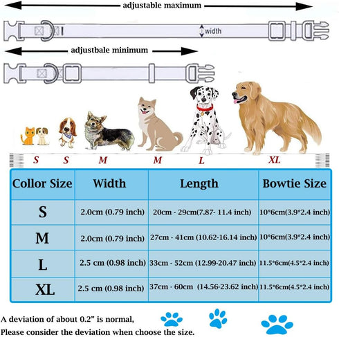 Bowtie Dog Collar, Soft & Comfy Velvet Dog Bow tie Collar, Detachable and Adjustable Dog Collars for Small Medium or Large Dogs and Cat with Safet...