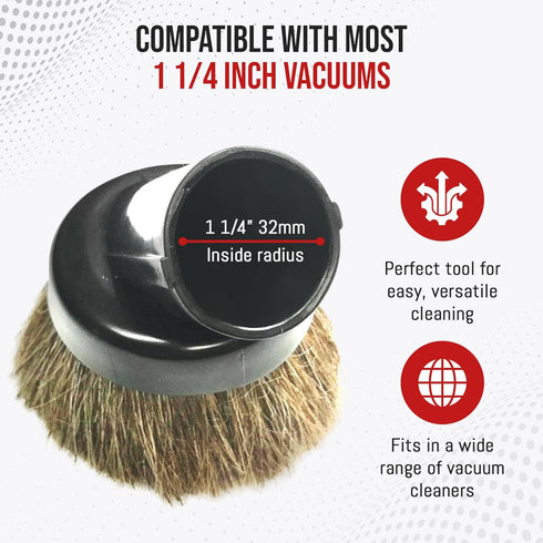 MP Maresh Products Household Cleaning Vacuum Brush Attachment - Horse Hair Vacuum Cleaner Accessories, Soft, Dust Floor Brush, Compatible with Sho...