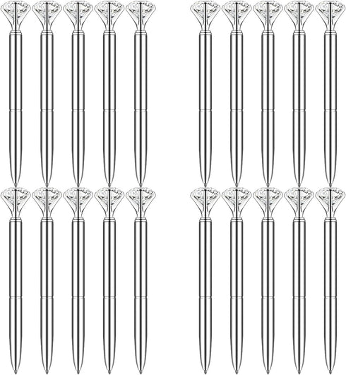 PASISIBICK 20 Silver Diamond Pens Cute Beautiful Ballpoint Pens for Women Wedding Coworkers Crystal Gifts(20 PCS)...