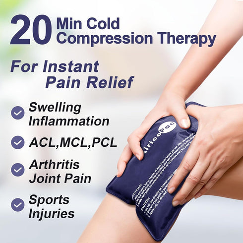 Ice Packs for Injuries Reusable, Gel Cold Pack for Knee Neck Shoulder Ankle Elbow Hip Back Pain Relief, Cold Compress Therapy for Swelling, Bruise...