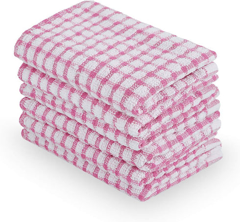 uxcell Cotton Terry Small Kitchen Dish Cloth, Absorbent and Quick Drying Cleaning Dish Rags, 15 x 10.5 Inches, Pack of 6, Pink...
