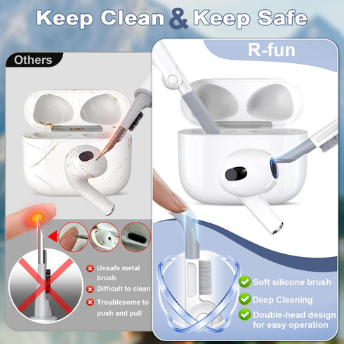 R-fun Compatible with AirPods 3 Case Cover, Silicone Protective Accessories Skin with Keychain Compatible with Apple AirPod 3rd Generation 2021 fo...
