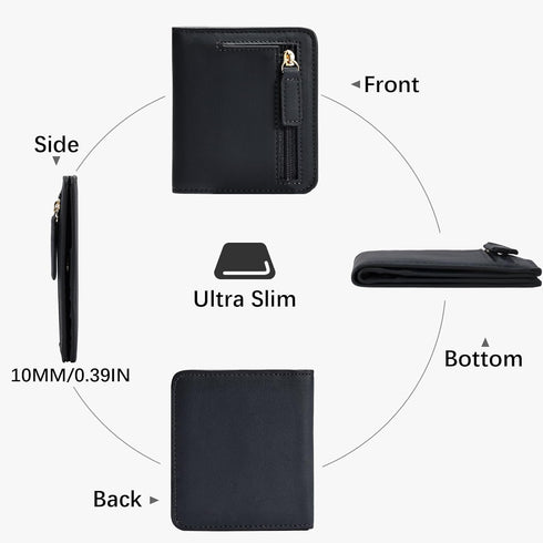 Gostwo Small Wallet for Women, Slim Bifold Credit Card Holder, Compact RFID Blocking Cash Wallet, Billfolds Thin Leather Zipper Pocket, Mini Walle...