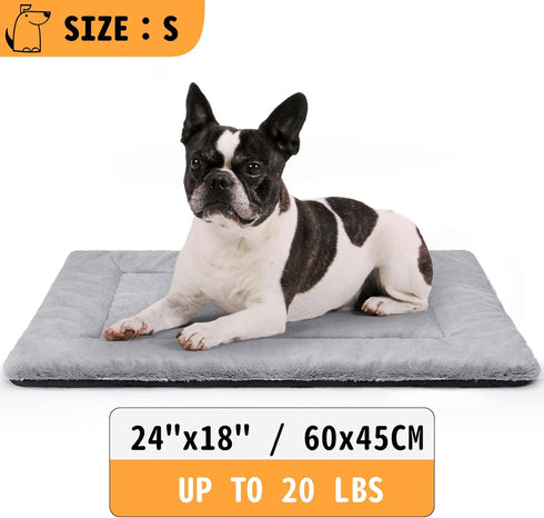 Dog Bed, Dog Crate Mat Washable, Ultra Soft & Anti-Slip S Dog Bed Fit Dog Crates & Kennels, Suitable for Dogs Up to 25 lbs, 24" x 18", Grey...