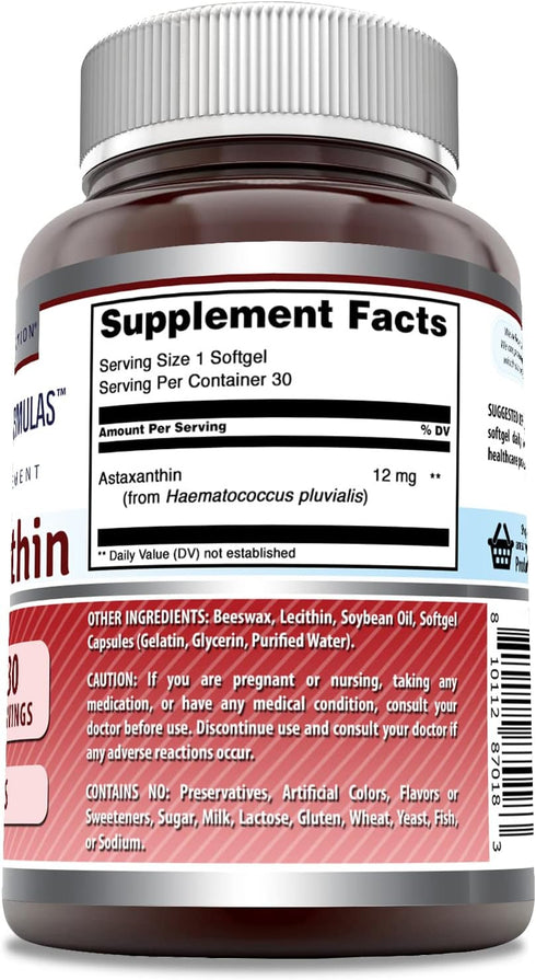 Amazing Formulas Astaxanthin 12mg Softgels Supplement | Non-GMO | Gluten Free (30)...