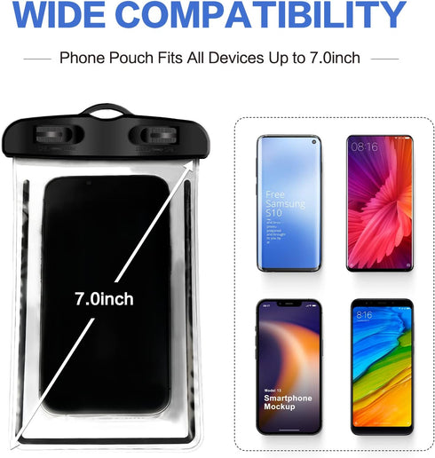 YSSOA Waterproof Cell Phone Case 2 Packs Waterproof Cell Phone Pouch for iPhone 16 15 14 13 12 11 Pro Max Mini XS XR 8 7 6S, Samsung Galaxy S21 S2...