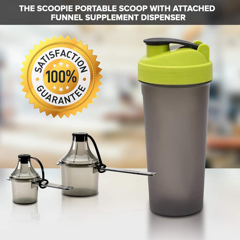 The Scoopie, 29.6 cc | 2 tbsp | 1 fl oz. | 29.6 mL Plastic Short Handle Scoop with Attached Funnel, Measuring Spoons for Powders, Coffee, Pet Food...