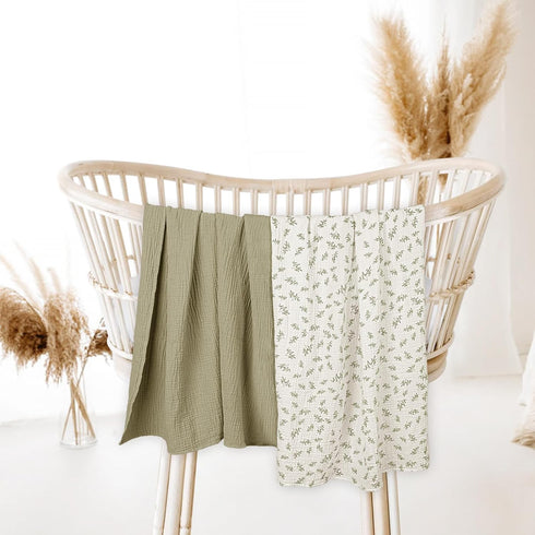Baby Muslin Swaddle Blankets: Soft Receiving Blanket for Newborn - Cotton Swaddling Blanket for Neutral 2Pack(Leaf Autumn)...