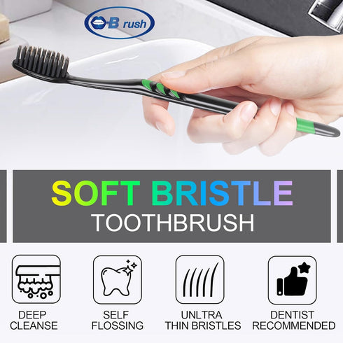 Soft Toothbrush with Flexible Head - Prevent Gum Hurt, Tapered Bristle Brush Gentle Care for Sensitive Teeth, Individually Wrapped Variety Colors ...