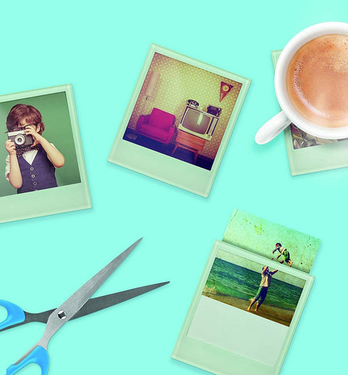 Mustard Glass Coasters Set Personalize Your Drinks Mat - Instant Photo...