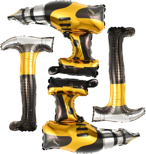 Hammer Balloons Drill Balloons Inflatable Tools Toys Construction Foil Balloons Birthday Theme Party Decoration...
