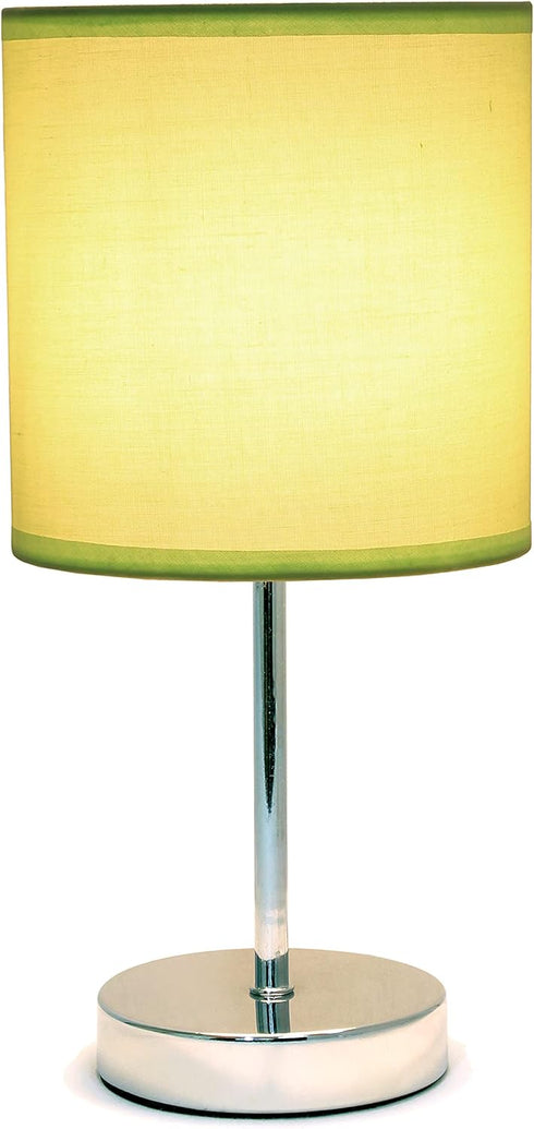 Simple Designs LT2007-GRN Chrome Mini Basic Table Lamp with Fabric Shade, Green...