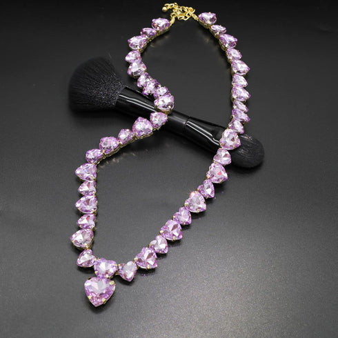 JNF Crystal Rhinestone Choker Collar Necklace For Women Colorful Bling Neck Chain Trendy Sparkly Statement Piece Crystal Rhinestone Heart Bib Neck...