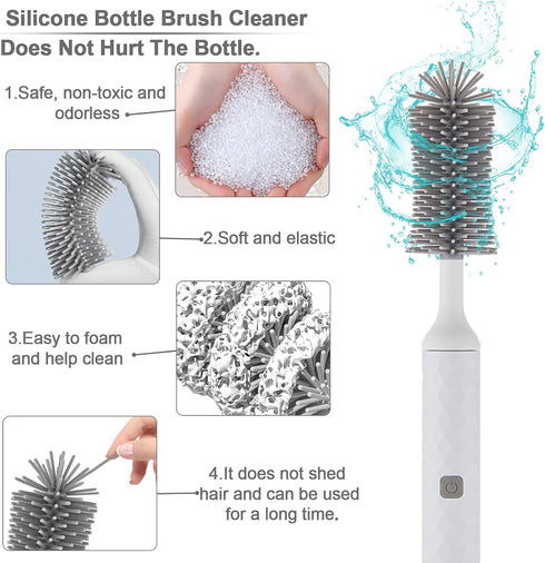 Electric Baby Bottle Brush Set, Multi-Purpose Cleaner Brushes,360°high-Speed Rotation Cleaning,1500mAh,Waterproof IPX65,Perfect Baby Bottle Brushe...