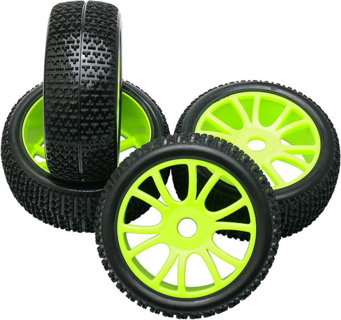 4PCS 17mm Hub Wheel Rim & T Grain Tires for HSP 1:8 Off-Road RC Car Buggy Tyre Yellow...