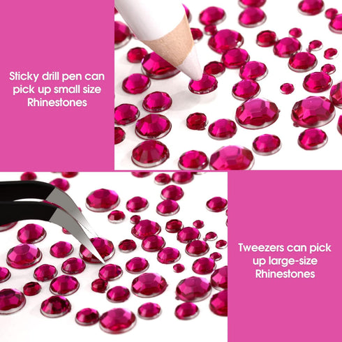 5320Pcs Nail Art Rhinestones Kit 6 Sizes (1.5-6 mm) with Storage Organizer Box/Wax Pencil/Tweezers for Nail Art Craft (Plum Red)...
