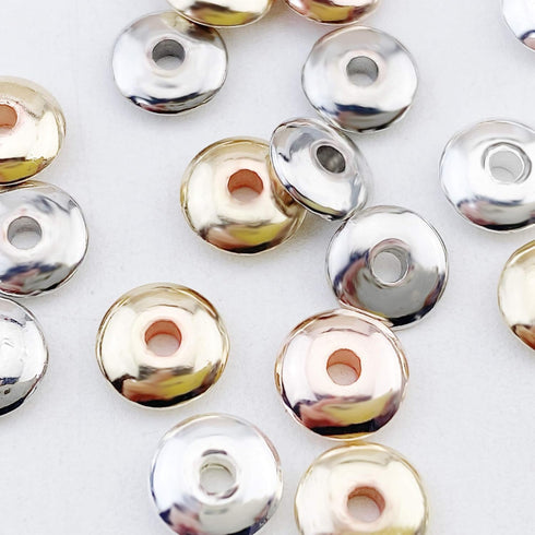 COIRIS 800pcs 4 Colors Round Spacer Beads 6mm Gold Silver Rhodium Rose Gold Plated Metal Loose Disc Beads for Bracelet Necklace Earring Jewelry Ma...