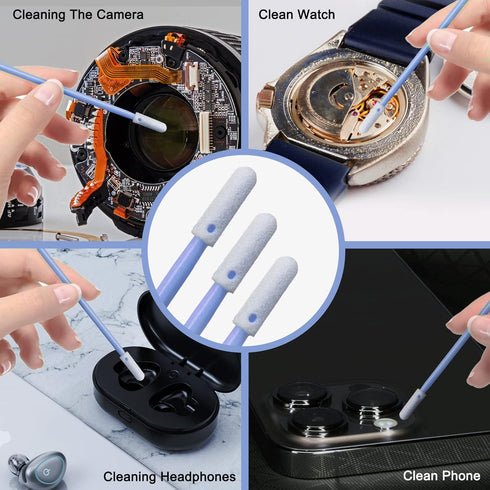 Wellgler's 200pcs Foam Swabs,for Makeup,Gun Cleaning or Pets Care,multi-role Cleaning Swabs KM742 (Blue)...