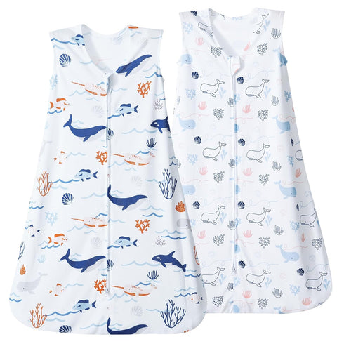 david's kids 2 Pack Baby Sleep Sack 6-12 Months, Rayon Derived from Bamboo?Soft Cooling Sleep Sacks for Summer, TOG 0.5 Baby Wearable Blankets wit...