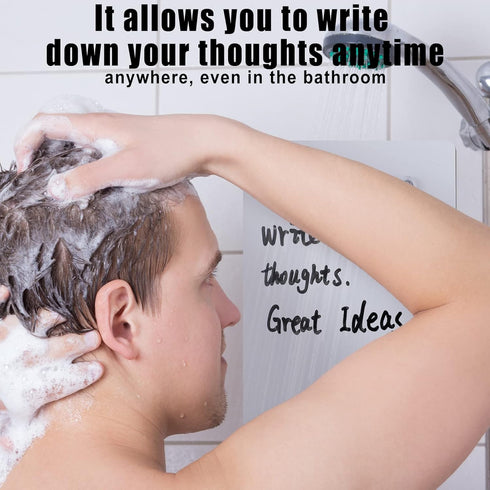 2 Pieces Shower Notepad Waterproof Shower Whiteboard with Suction Cup Dry Erase Board for Shower Shower Writing Pad Board on The Bathroom Wall wit...