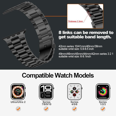 iiteeology Lightweight Stainless Steel Band Designed for Apple Watch Ultra 2 & Ultra, Series 1-10, 46mm, 45mm, 44mm, 42mm, Replacement iWatch Band...