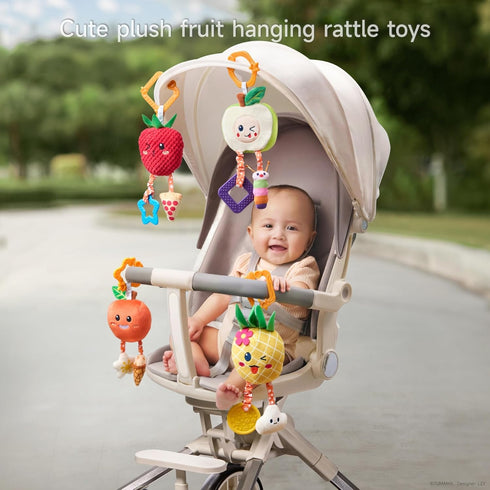 OR OR TU Baby Toys for 3 6 9 12 Months, Hanging Toys Fruit Rattles Infant Newborn Stroller Mobile Toys Car Seat Crib Plush Wind Chime for Boys Gir...
