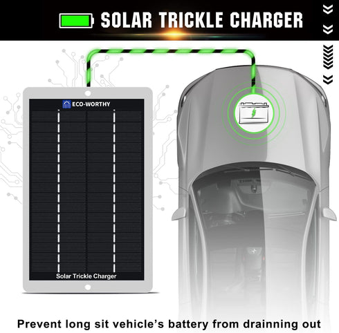 ECO-WORTHY Solar Battery Charger 12 Volt Waterproof Portable Power Solar Panel Solar Trickle Car Battery Charger Maintainer for Car Truck Boat RV ...