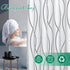 Biscaynebay Extra Long Textured Fabric Shower Curtain 72 W x 84 L, Silver Grey Striped Printed Linen Modern Hotel Luxury Quality Cloth Bathroom Cu...