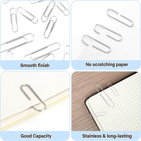 Large Paper Clips, 100 Pcs Paper Clips 2 inch, Jumbo Paper Clips, Silver Stainless Paperclips, Clips Office Supplies, Big Smooth Paper Clips for P...