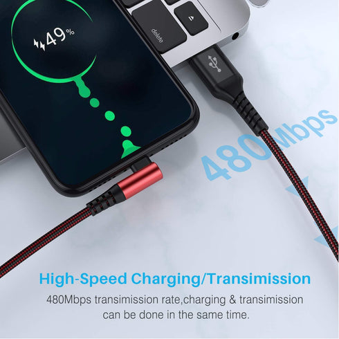 3Pack 90 Degree iPhone Charger 6ft, Apple iPhone Charging Cable Nylon Right Angle 6 Foot, Apple MFi Certified 6 Feet Lightning Cord Long for Apple...