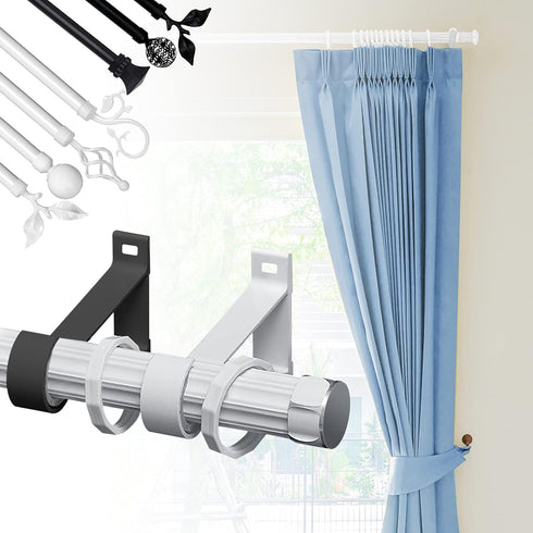 KOLAKO Curtain Rod Brackets, Heavy Duty Black Curtain Rods Holders Hook Hangers for Wall Drapery Rod Bracket Support 1 Inch Rods, 2 Pack...