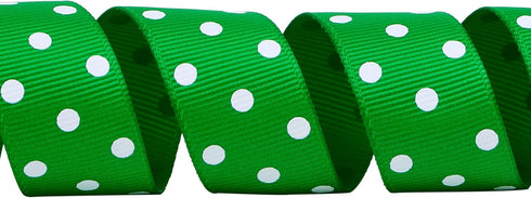 Ribbli Grosgrain Polka Dot Craft Ribbon,7/8 Inch,10-Yard Spool,Emerald Green with White,Use for Hair Bows,Gift Wrapping,All Crafting and Sewing...
