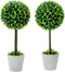 MyGift 15 Inch Artificial Boxwood Topiary Tree - 2 Pack Potted Faux Plant Balls in Gray Pulp Planter, Tabletop Home Décor...
