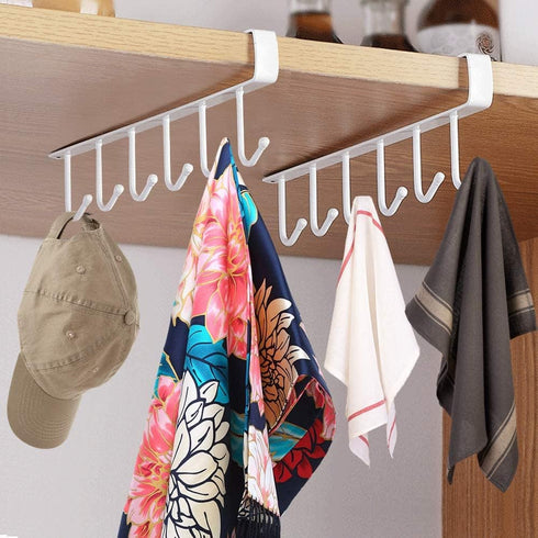 3pcs Mug Hooks Under Cabinet Mug Holder Rack,Drilling Free Coffee Cups Holder Hanger for Cups/Kitchen Utensils/Ties Belts/Scarf/Keys Storage,Fit f...