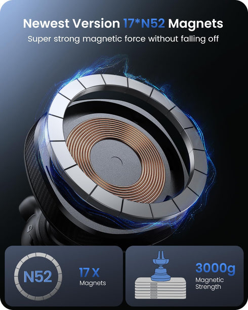 OQTIQ for MagSafe Car Charger, Magnetic Wireless Car Charger Compatible with iPhone 15 14 13 12 Series, 15W Fast Charging Car Phone Mount for Wind...