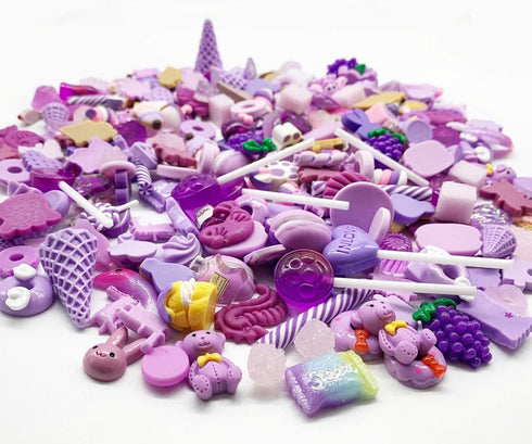 50 Pcs Slime Charms Easter DIY Craft Making Resin Jewery Making Kit, Resin Flatback Slime Beads Making Supplies for DIY Scrapbooking Crafts (Purpl...