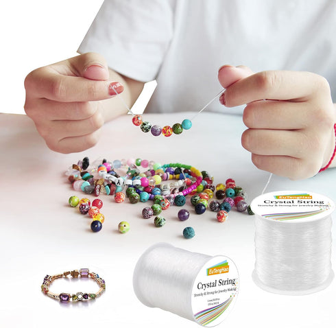 EuTengHao 1mm Crystal Elastic String for Bracelets, 150m/492ft Clear Stretchy Cord for Jewelry Making, Beading String With Bead Stretch...