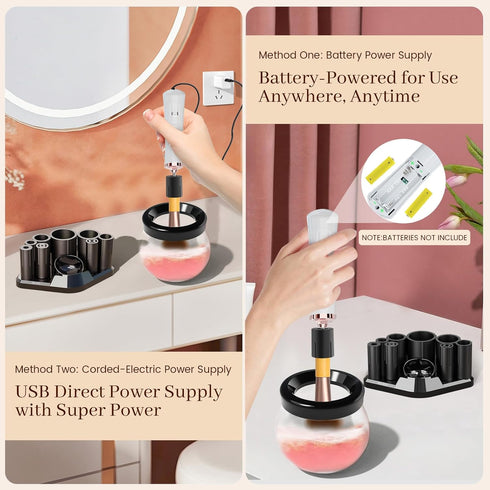 Electric Makeup Brush Cleaner and Dryer Machine - Super Fast Cleaning and Dry Make Up Brushes - Automatic Cosmetic Brush Cleanser Remove Tool for ...