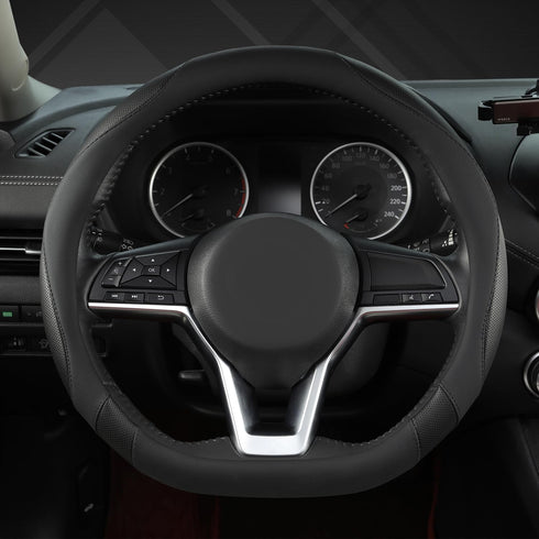 West Llama Flat Bottom Car Steering Wheel Cover for Nissan,D Shaped Steering Wheel Cover for Rogue,Altima,Kicks (Black-Standard Size)...