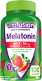 Vitafusion Max Strength Melatonin Gummy Supplements, Strawberry Flavored, 10 mg Melatonin Sleep Supplements, America’s Number 1 Gummy Vitamin Bran...