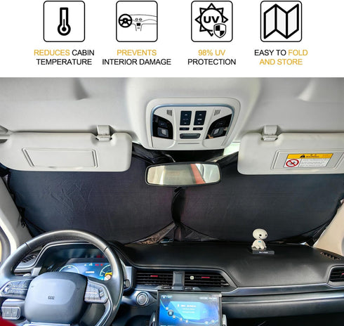 Windshield Sun Shade for Dodge Charger 2011-2024 Challenger 2008-2024 Journey 2009-2020 Accessories, Car Front Window Sunshade Sun Visor Shield fo...