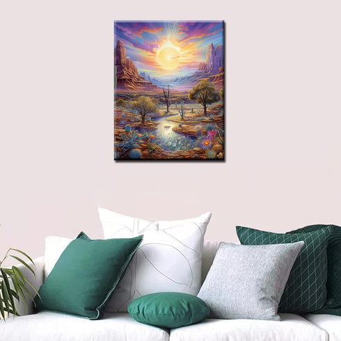 Arizona Desert Paint by Numbers Kits with Brushes Tropical Succulent Plant Acrylic Oil Painting for Adults Kids Mountain Landscape Pictures Kitche...