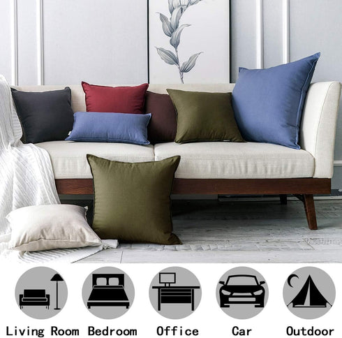 Jeanerlor 18"x18" Solid Cotton Linen Decoration Green Throw Pillow Case with Zipper Cushion Case Pillow Cover Decorative Pillowcase for Chair/Bed/...