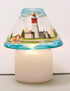Jar Candle Shade - Hand Painted Glass Lighthouse Beach Scene Candle Topper, 4 x 6-Inch, Seashore...