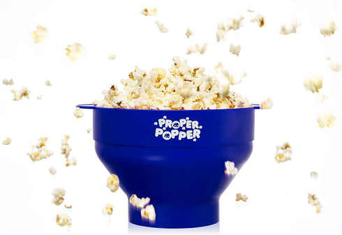 The Original Proper Popper Microwave Popcorn Popper, Silicone Popcorn Maker, Collapsible Bowl BPA Free & Dishwasher Safe - (Blue)...