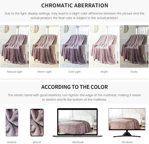 BOURINA Fleece Blanket Flannel Throw Blanket (Lavender,Throw Size) Lightweight Cozy Microfiber Blanket for Sofa, Couch, Bed, Camping, Travel, 50x6...