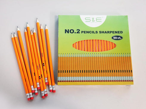 S & E TEACHER'S EDITION 50Pcs Wooden Pencils with Eraser Tops, Wood Pencil, Pre-sharpened Pencils with Eraser top, 2 HB Pencil for Writing Drawing...